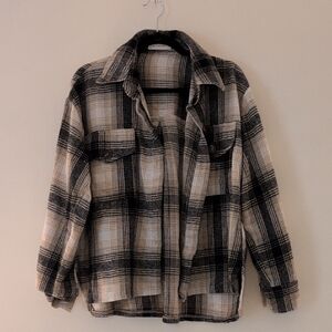 By Together Black and Cream Plaid Jacket